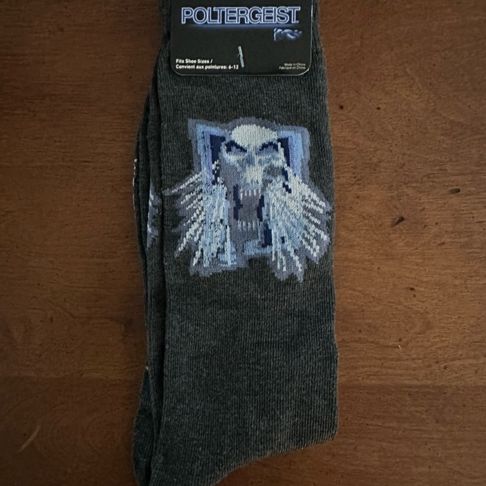 🌵3/$15 dark charcoal grey Poltergeist Ghost Halloween socks (see description)